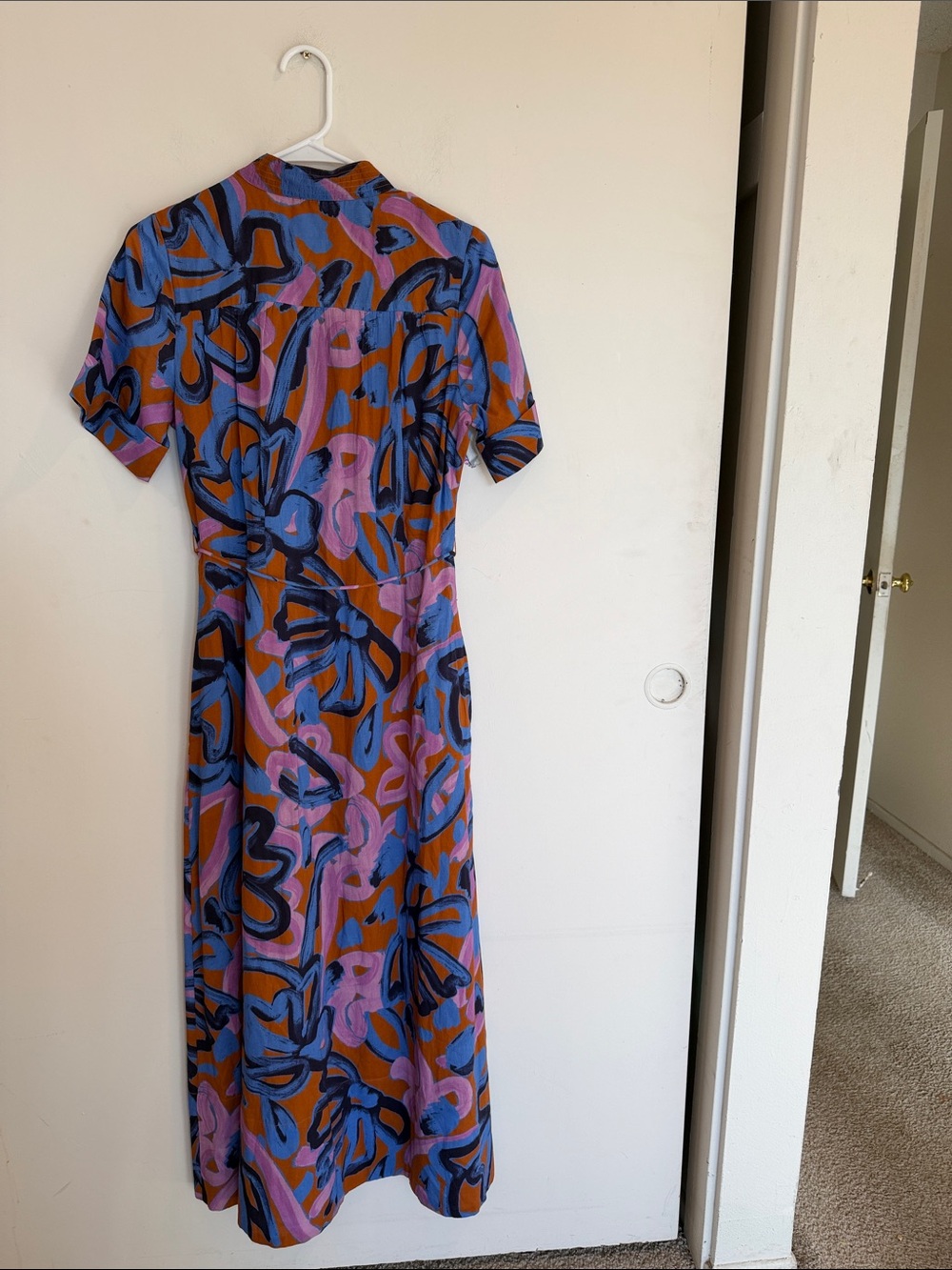Cleobella Abstract Floral Button-Front Maxi Dress in Pink, Blue & Brown - Picture 9 of 16